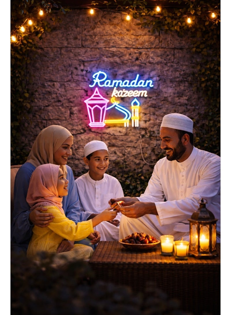 مصباح جداري LED رمضان كريم يعمل بمنفذ USB - مصباح ليلي إسلامي متعدد الألوان للمنزل والباب والديكور الخارجي - سلك بطول مترين، موفر للطاقة - Image 3